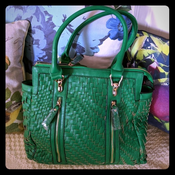 large green handbag